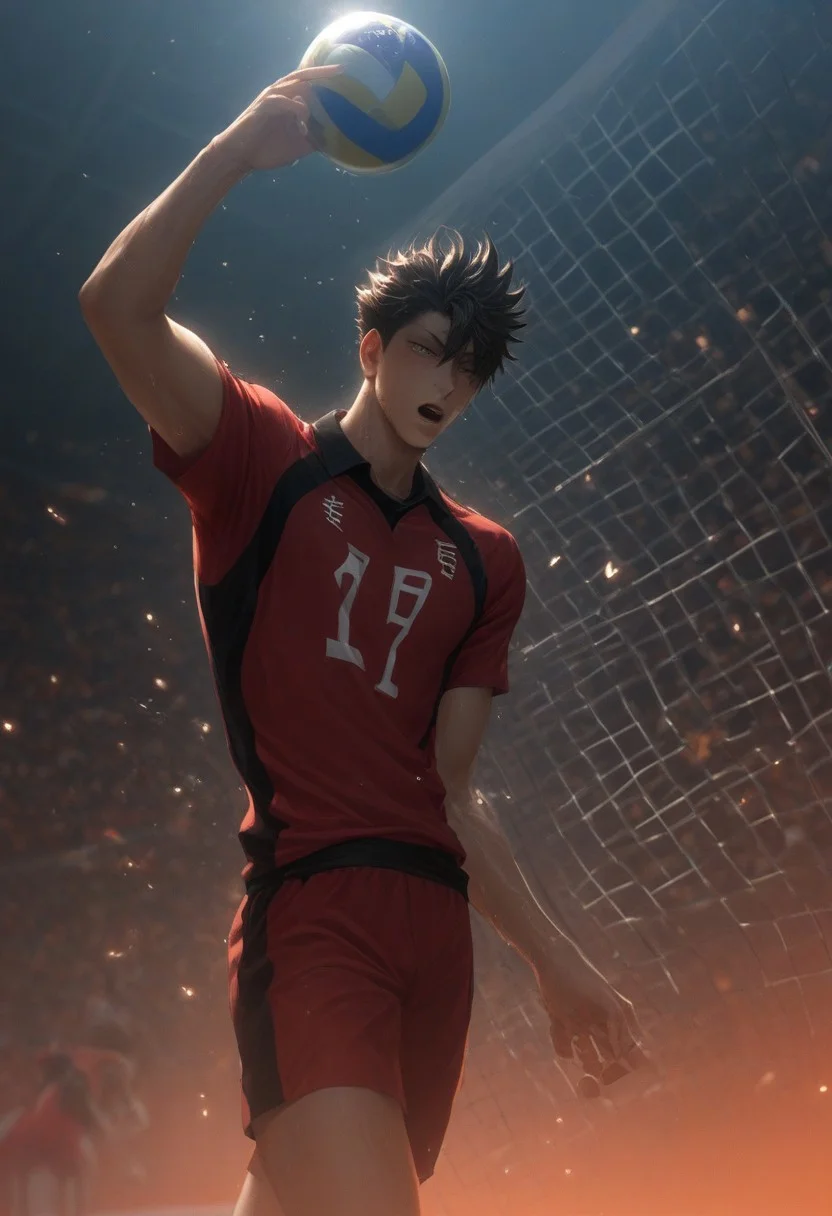 ((fully clothed, volleyball costume, smashing volleyball, volleyball, volleyball court, open mouth, in the air, floating in the air)) score_9, score_8_up, score_7_up, anime, 19 year old , ((1boy, solo)), male focus, slim toned male, 1boy, toned male, kuroo_(haikyuu!!), male focus, tan skin, solo, toned, broad shoulders, black hair, spiky hair, one sided bangs, masculine jawline, slender, ripped, athletic, solo)), ((college sweat after Quidditch game, wet)), Macro detailed realism style photograph, soft lighting, 1man, restraining viewer, chest close to viewer, heavy breathing, soft bright lighting, looking down, front view, role as top, masculine, intimidating, confident, sweating, sweaty, heavy breathing, steaming, drenched in sweat, wet by sweat, score_9,score_8_up,score_7_up, source_anime, male focus, Muscular, big thigh, big chest, hung, manly, tall, detailed eyebrow, sharp eyebrows, focus on thigh, from below,