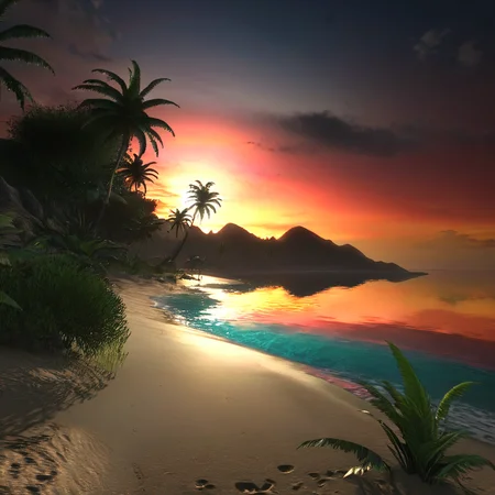 masterpiece,8k,absurd resolution, <lora:farcry_xl:0.81>,
farcry,, scenery, no humans, tree, sunset, sky, outdoors, cloud, palm tree, ocean, beach, horizon, water, cloudy sky, plant, sand, shore
,reflection, cg rendering, volumetric light,  bioluminescence, unreal engine 5, magic of light,dinamic light,realistic shadows