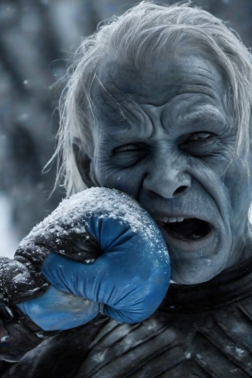 <lora:PE_FacePunch:0.8> PEFacePunch,boxing gloves on face,
White Walker Game of Thrones