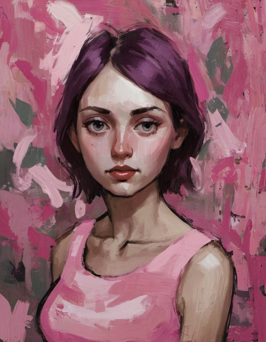 pink camouflage, pixie dream girl, fairy, portrait, feminine, abstract painting <lora:DiscoDeliriumXL-v1.2:1>