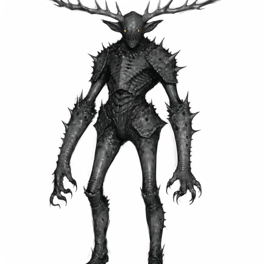 <lora:arielp:1.0>,
(arielpstyle:1.0), dark, horror, creepy, creepy-looking, painting, lovecraftian, grease, painting \(medium\), brush stroke,
drawing of a creepy creature with horns and hands on his head, standing in front of a white background, greyscale, solo, antlers, monochrome, white background, standing, claws, full body, sharp teeth, teeth, simple background, monster, spikes