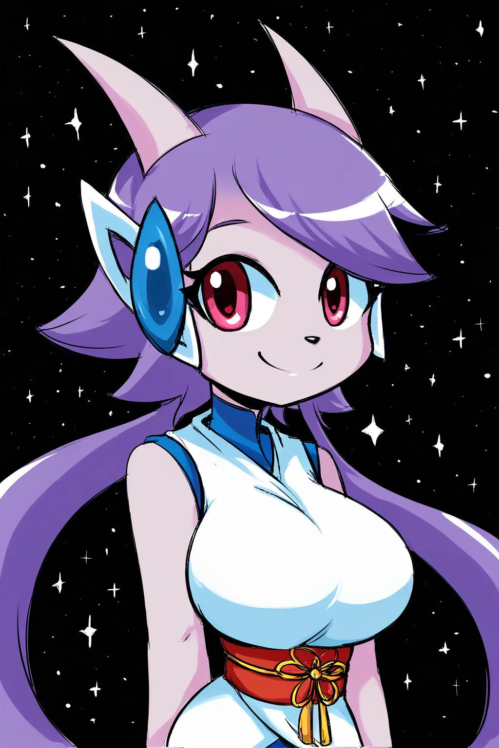 Feminine, intricate, score_9, score_8_up, score_7_up, score_6_up, score_5_up, anthro, white overtunic, blue shirt, big breasts, face focus, smile,
BREAK
<lora:pony_good_hands:1>, good_hands, better_hands,
BREAK
stars in background, sparkling background, boxed background, outdoor, dark setting, black-white background, dynamic background, sash lilac, long pigtails, <lora:Sash_Lilac_Second_Game:1>