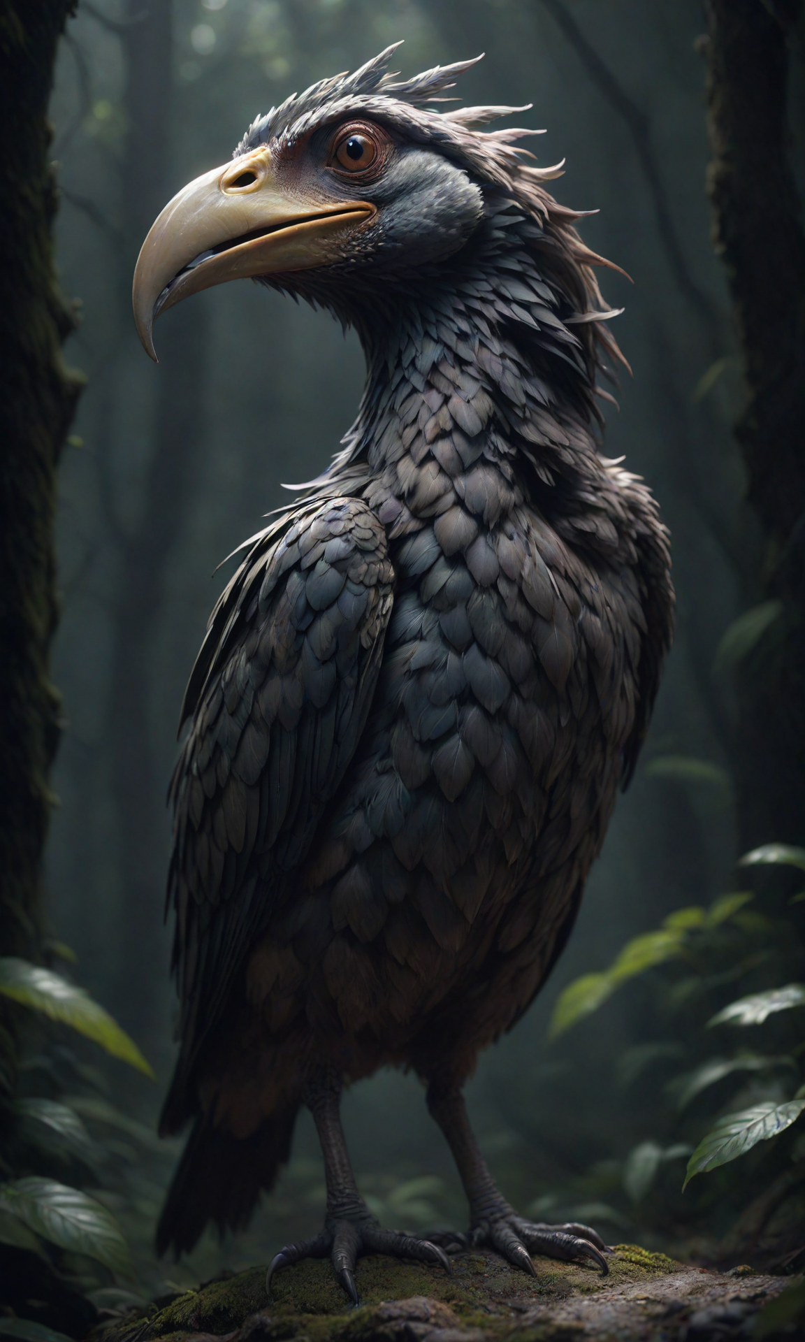 A creature with the body and beak of a man, digital art, realistic, detailed, artstation, 8k. volumetric lighting, octane render, trending on art station. art by carl gustav carus. sharp focus. nikon d 850. f / 2. 5. shutter speed 1 / 60. iso 1 6 0 0. <lora:Fast:0.69>