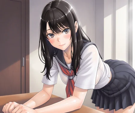 masterpiece, best quality, amazing quality, , 1girl, solo, shirt, sailor collar, skirt, looking at viewer, <lora:Sawaragi style ILL-v2:1> sawaragistyle