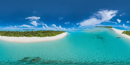 <lora:HMSGèªæå
¨æ¯XL:1>,360panorama,Centered Horizon,No seams,Panoramic aerial photography,<lora:å
å½±XL:1>,From high above, the aerial view captures the majestic isolation of an island in the midst of the azure ocean. Surrounded by swirling shades of blue and turquoise waters, the island is a verdant emerald, its lush foliage and white sandy beaches stand out as a vibrant contrast against the vastness of the sea. The island offers a sanctuary away from the world, a single speck of life and beauty in the immense blue canvas of the ocean. Waves gently lap at its shores, and the peaceful serenity of this secluded paradise is palpable even from the skies