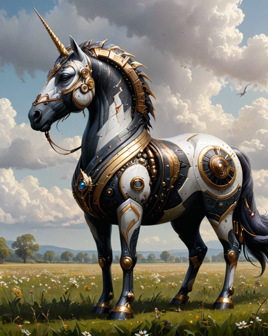 Unicorn made of dvr-frft , epic , fields of madness, concept art, trending on Artstation <lora:dvr-frft:0.8> , <lora:xlMoreArtFullV1.pREw:0.6>