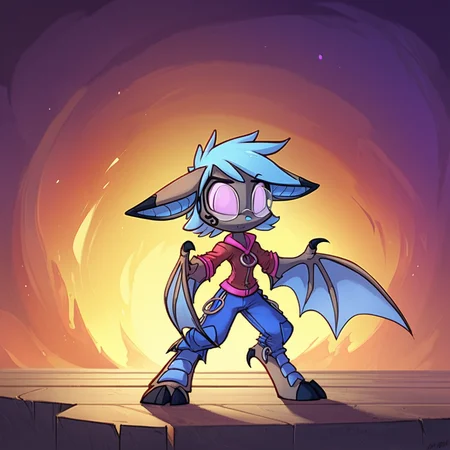 score_9, score_8_up, score_7_up, , Dreamkeepers,vanth, solo,1girl,blue hair,standing,full body,female focus,wings,horns,glasses,no humans,bat wings, , ,<lora:dreamkeepers_multipleCharacters:0.8>,