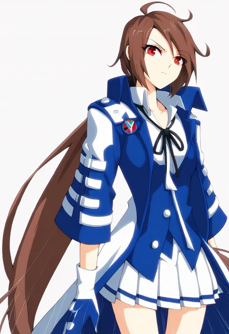 masterpiece, best quality, white background
BREAK
cowboy shot, upper body,
xiaoyu, 1girl, solo, brown hair, red eyes, very long hair, low ponytail, pleated skirt