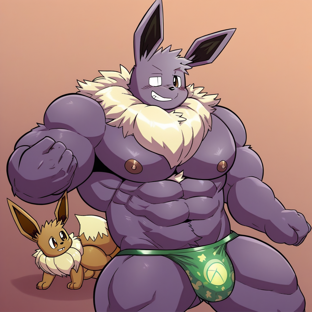 Muscular, Anthropomorphic, Male, Speedo, Eevee