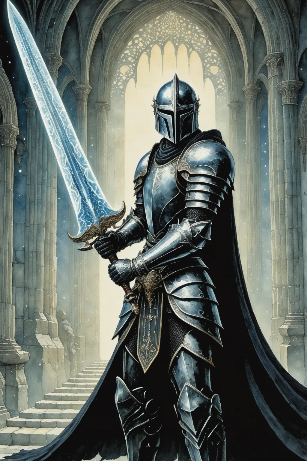 ,  knight wielding a sword <lora:sword:0.60>  ,(by John Bauer and Hugh Ferriss:1.20), (by Ayumi Tanaka and Tara McPherson and Junji Ito0.80), ,, <lora:EnvyAnimeWatercolorXL02:0.60>