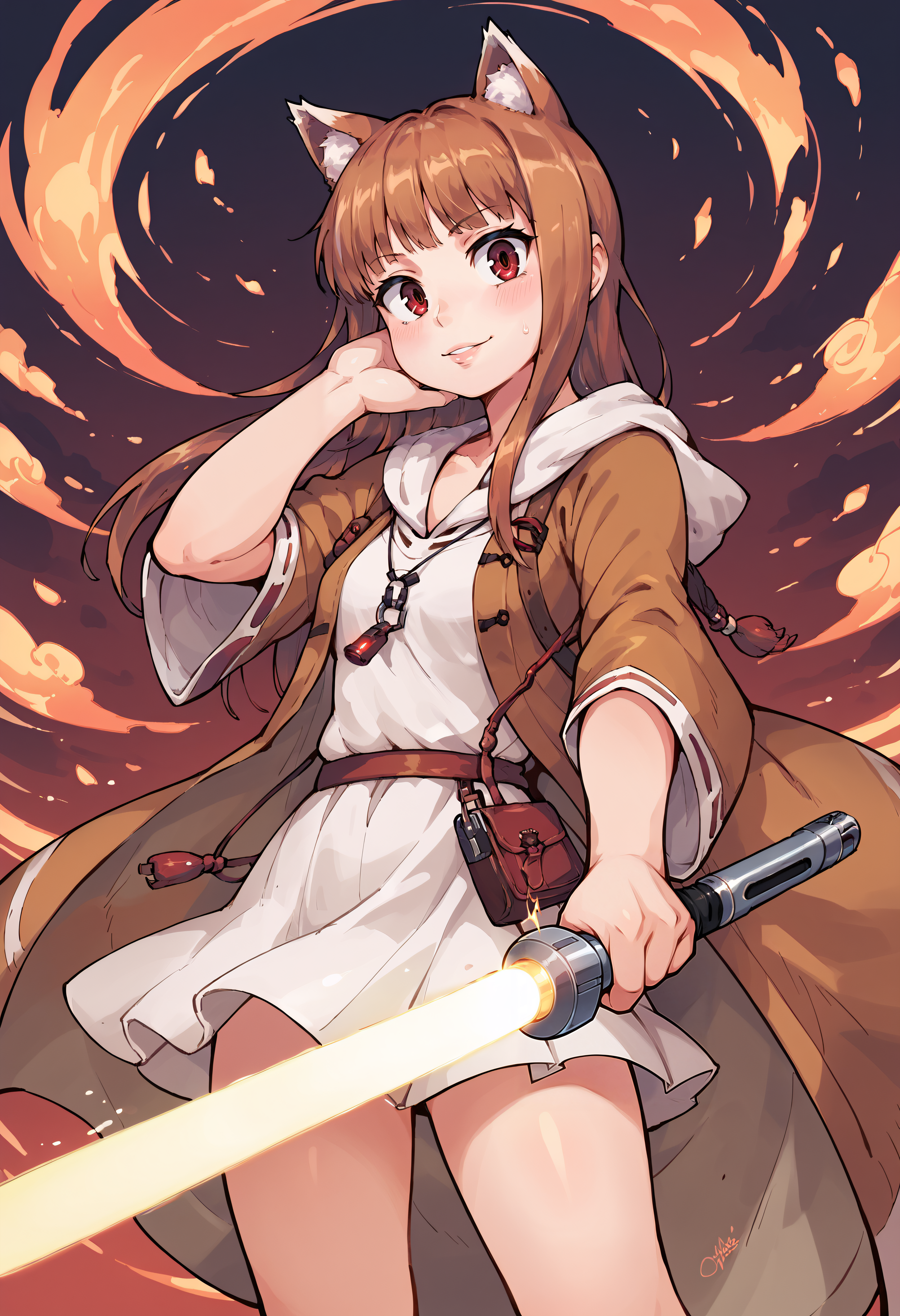 score_9, score_8_up, score_7_up, score_6_up, score_5_up, source_anime, holo from spice and wolf, lightsaber, jedi      <lora:tamanoi_v2:0.5> tamanoi    <lora:Qewie_Pony_Style:0.6> <lora:TytoAlba_Style_PonyXL_v1:0.6>