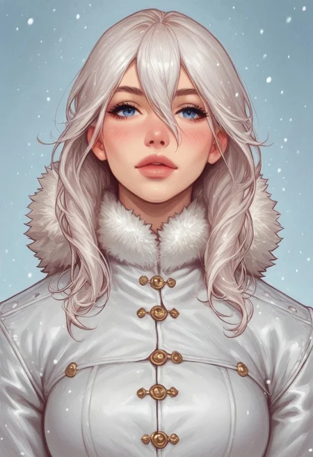 (((front view)))
1 girl, portrait, winter jacket with fur hood, long hair, winter, snowfall, 1girl solo, white hair, looking at viewer, bangs, day, blue sky, hair between eyes, outdoors, blush dramatic lights, relax,
(((full-clothed))),
BREAK
(outdoor background:1.9) score_9, score_8_up, score_7_up, score_6_up, source_cartoon, rating_explicit, Expressiveh, (((((upper body))))), dynamic pose