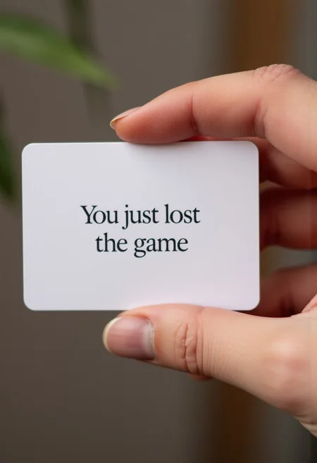 Affirmation card that says "You just lost the game"