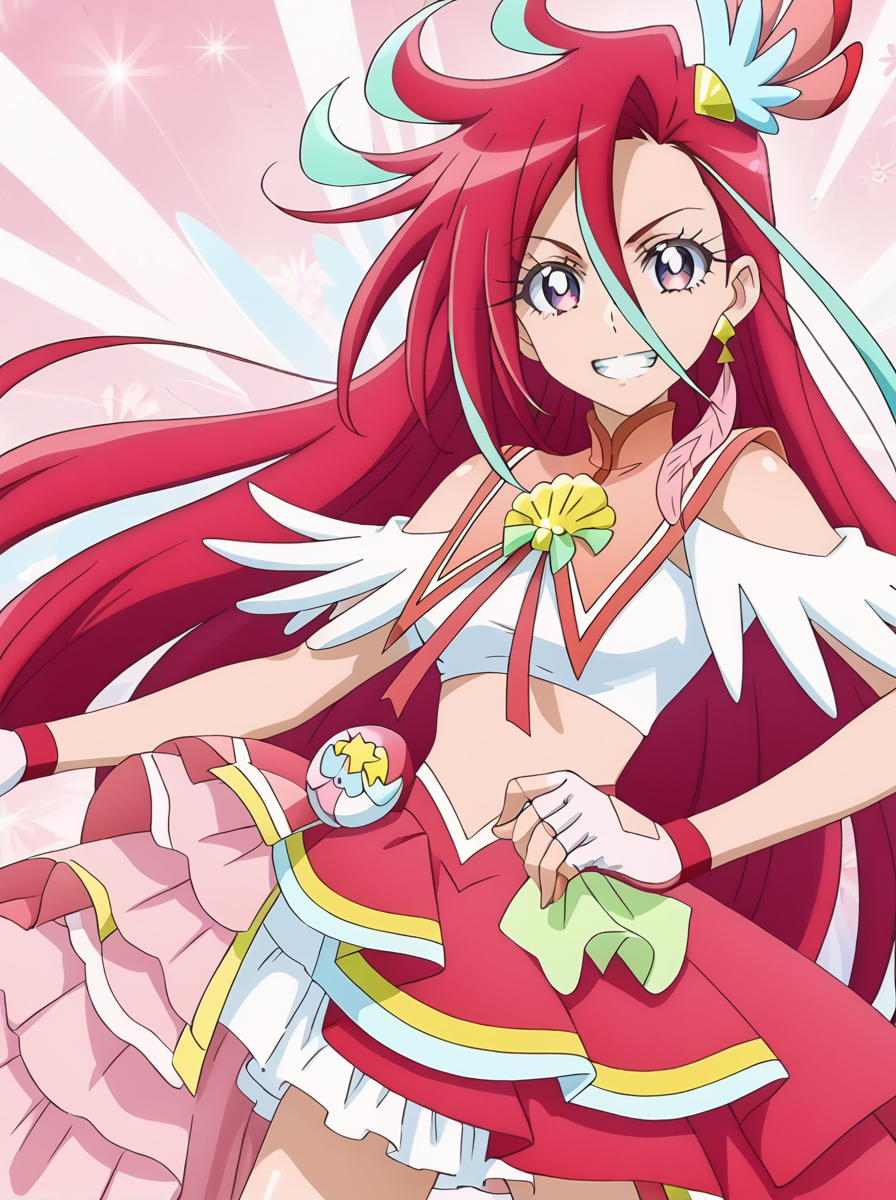 detailed background, shiny skin, rating safe, posing, 
<lora:cureflamingo.pony:1.0>,
cureflamingo,
large breasts,
grin
