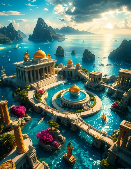 A breathtaking view of the lost city of Atlantis, submerged beneath crystal-clear ocean waters. The city showcases a magnificent blend of ancient Greek and futuristic architecture, with towering marble temples, golden domes, and intricate carvings glowing under the soft bioluminescent light of coral reefs. Majestic pillars and archways, partially covered in coral and algae, rise from the ocean floor, creating an atmosphere of mystery and forgotten grandeur. The sunlight filters through the water, casting shimmering patterns on the grand stone pathways and illuminating massive statues of gods and mythical beings, eroded by time. The scene is peaceful and awe-inspiring, with an ethereal blue glow enhancing the dreamlike, almost magical quality of this underwater utopia. No marine creatures or human presence disrupt the timeless serenity of this lost civilization.
 <lora:atl4nt1s:1>,atl4nt1s,<lora:SDXLFaeTastic2400:0.4> <lora:extremely_detailed:0.4> extremely detailed, Masterpiece,best quality,hi res,8k,hi res,8k,award winning,(sharp focus, intricate, highly detailed),