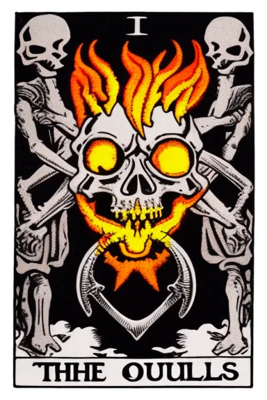 tarot card, the fiery skull