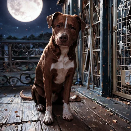 score_9, score_8_up, score_7_up, source_anime, dog, animal, C00p3rD0gg0, sitting, from front, looking at viewer, surface of moon,