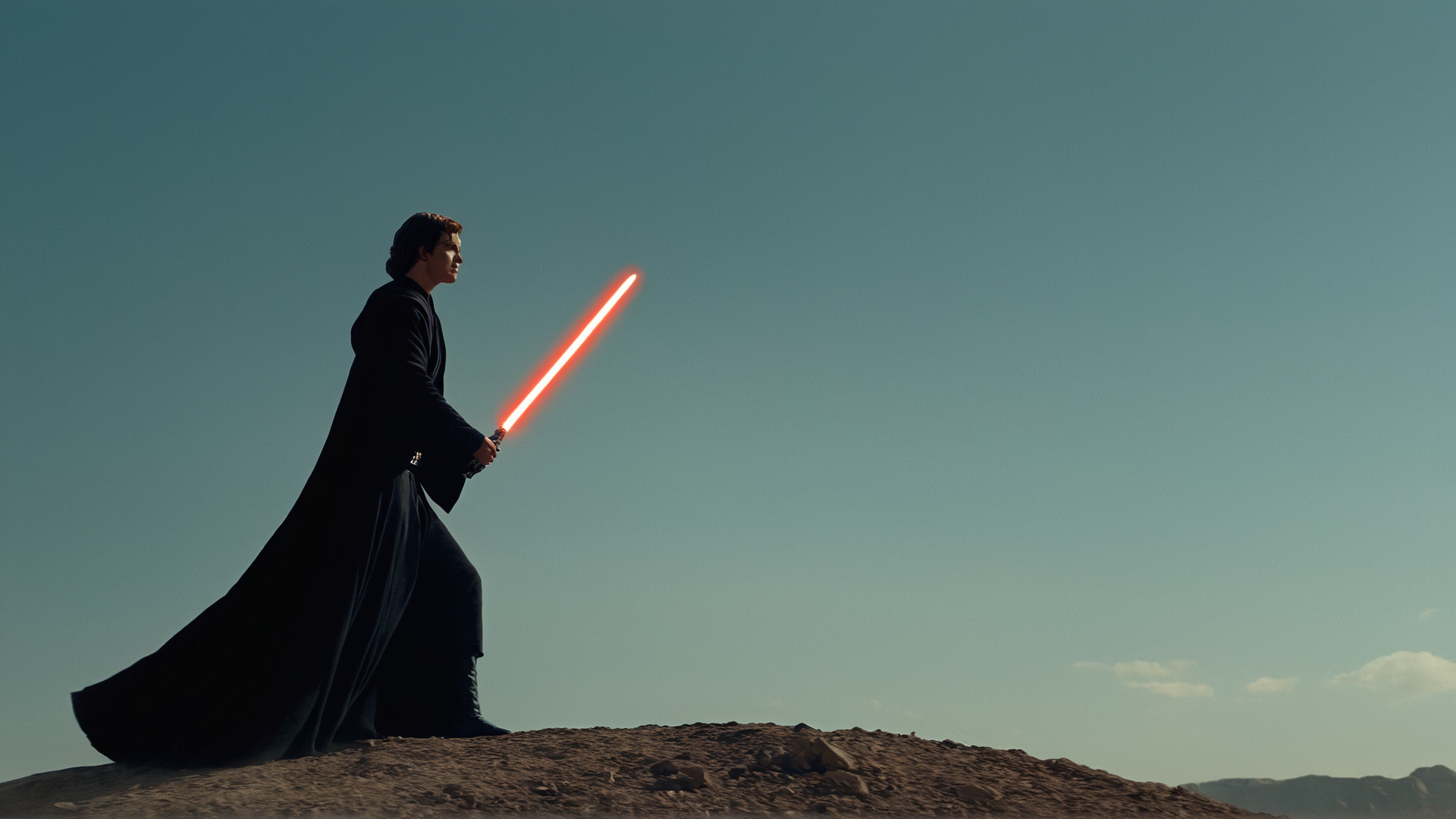 cinematic film still of  <lora:star wars style:0.2>
<lora:detailed:0.4> detailed
<lora:perfection style:0.4> perfect
<lora:PerfectEyesXL:0.5>
 <lora:Chiaroscuro Lighting Style:0.3>
 <lora:Mustafar:0.9>
Mustafar a person in a black robe standing on a hill,in star wars style,1girl,solo,long hair,black hair,standing,outdoors,sky,letterboxed,scenery, shallow depth of field, vignette, highly detailed, high budget, bokeh, cinemascope, moody, epic, gorgeous, film grain, grainy