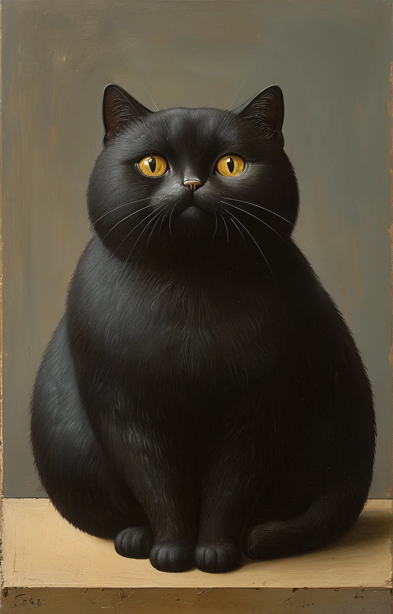 masterpiece,best quality,<lora:tbh145-sdxl:0.7>,cat,illustration,style of Fernando Botero,
