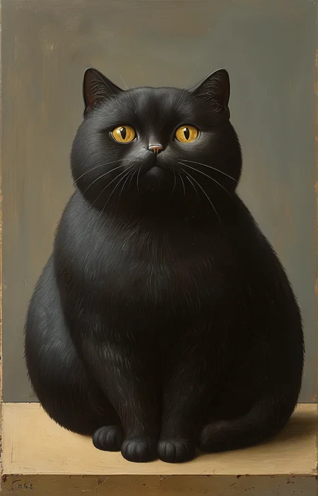 masterpiece,best quality,<lora:tbh145-sdxl:0.7>,cat,illustration,style of Fernando Botero,