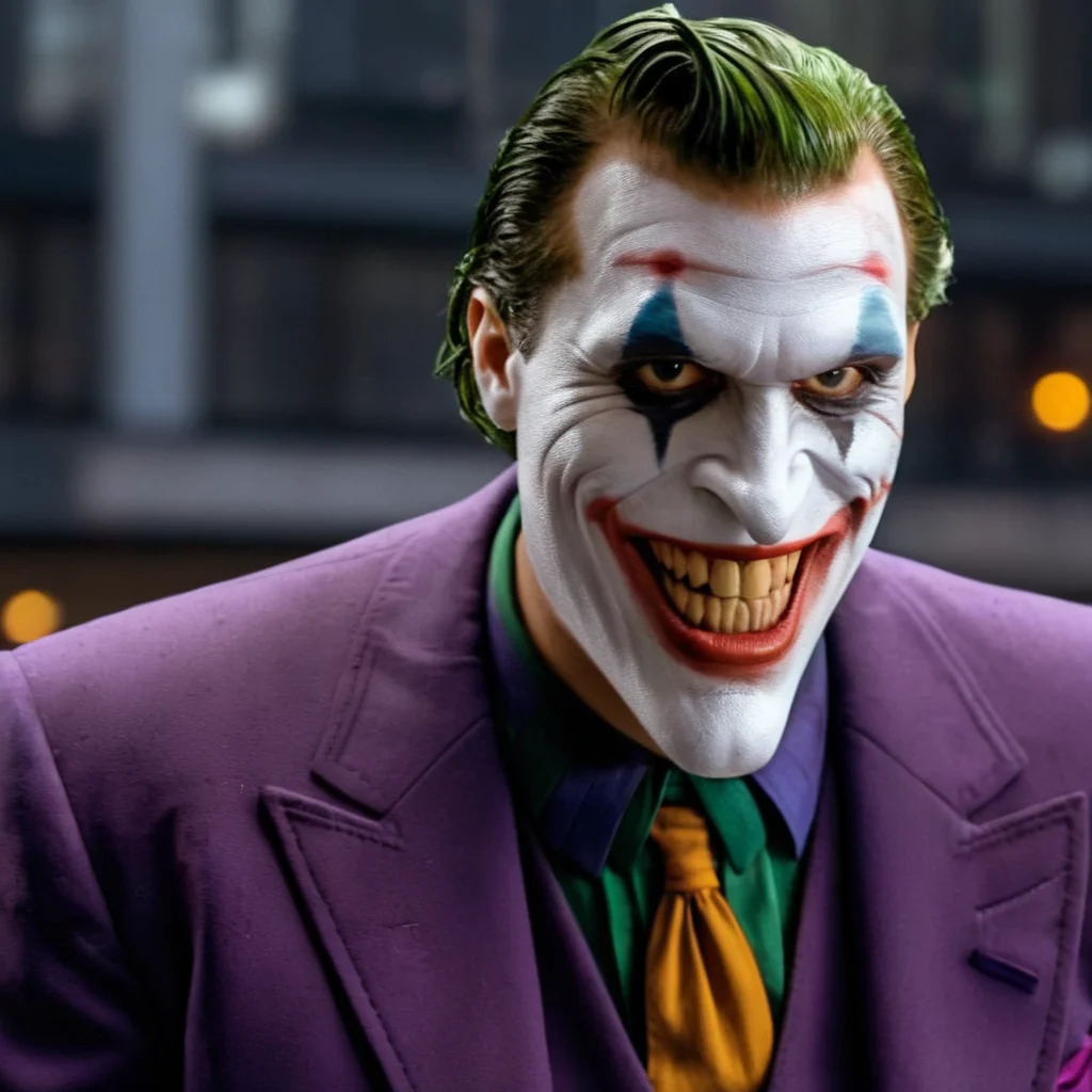 Hyperrealistic art of <lora:Joker:1.5>
The Joker with a purple suit and tie in Gotham city universe, Extremely high-resolution details, photographic, realism pushed to extreme, fine texture, incredibly lifelike