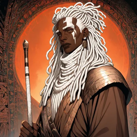 masterpiece, best quality, newest, absurdres, highres, FCOMV1.0, 1boy, dark skin, dark-skinned male, dredlocks, white dreadlocks, african, african male,