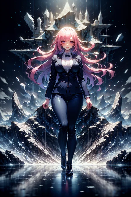 <lora:binarycode:0.7>,binary code and digital art,<lora:Cosmic anime-oil fusion v2:0.3>,, (masterpiece:1.2),(best quality:1.2),intricate details,newest,ai-generated,perfect anatomy,
beautiful girl,(1girl:1.3),cosmic,Dramatic cliffside overlooking crashing ocean waves,
edgQuality,<lora:GoodHands-beta2:1>,nice hands,perfect hands,, White gradient hair, Blue and Purple,Business Casual: Trousers, blouse, blazer, and loafers.,
1girl,edgQuality,lr,8k,Best Quality,Masterpiece,Extremely Detailed,Ray Tracing,Reflected Light,
(delicate eyes:1.2),beautiful detailed eyes,cold attitude,eyeshadow,eyeliner,Iridescent eyes,(Beautiful face:1.1),(Naughty face:1.1),light_blush,blush,Long eyelashes,Thick eyelashes,Glowing skin and mature contours,(Seductive smile:1.1 ),(Big breasts:0.8),Big breasts,(Red lips:1.1),Milky white skin,
<lora:GoodHands-beta2>,beautiful hands,perfect hands,bursting_breasts,
<Lola:hyperdetailer_v095>,