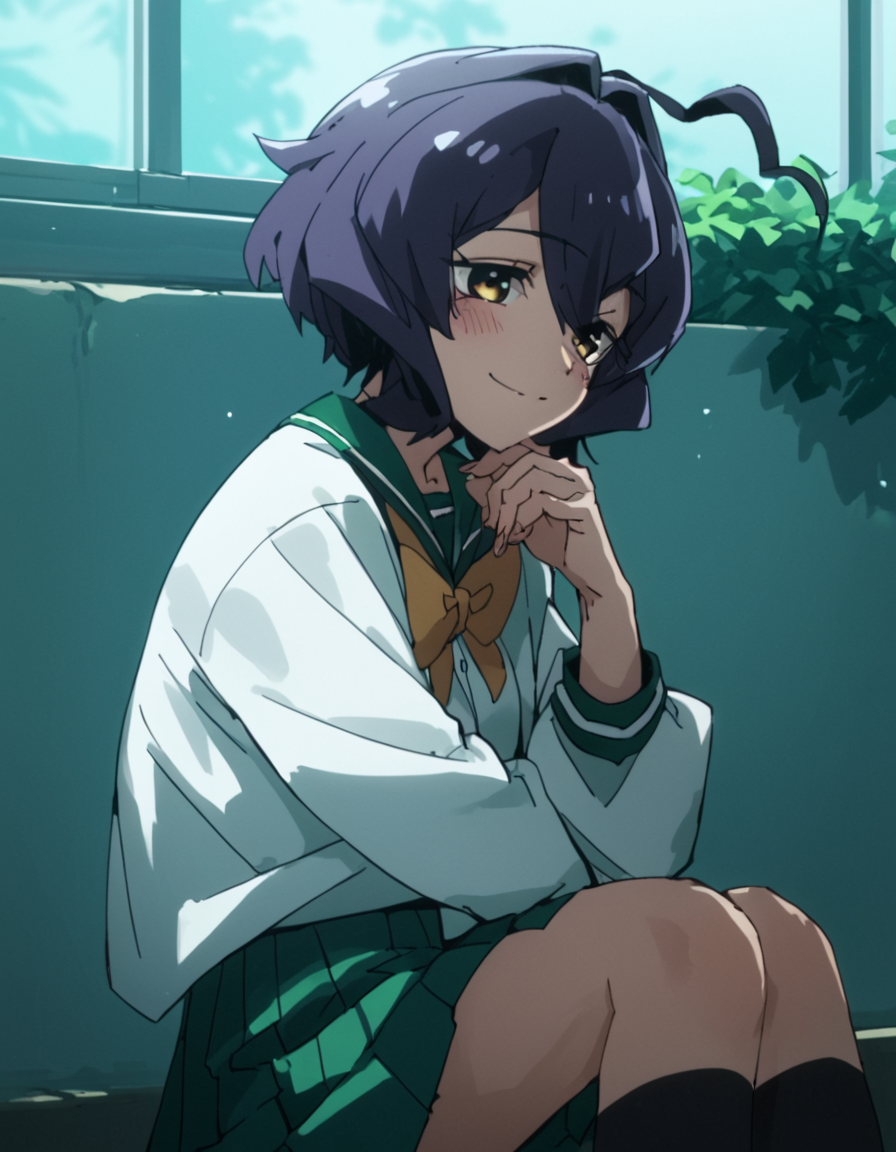 score_9, score_8_up, score_7_up, score_6_up, score_5_up, score_4_up, source_anime,  Utena, solo , school uniform, sitting, smile