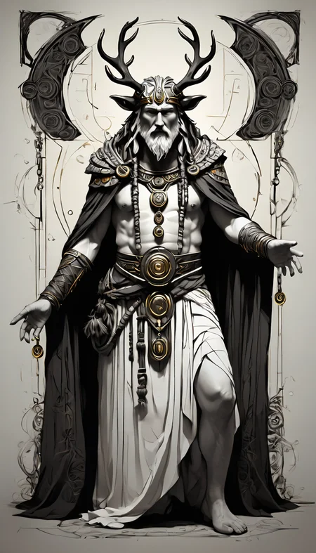 sketch_sheet, a drawing of Druid, ((black and white:1.5)), (paper background:1.5) golden ratio, detailed, sharp focus, intricate, still, dynamic, full color, attractive, cinematic, highly saturated colors, surreal, open intriguing, very inspirational, glowing, magical, thought fascinating, creative, positive, unique <lora:sketches-sdxl:1>