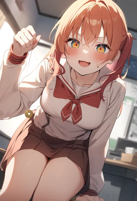 1girl,sincos, ningen mame, toosaka asagi,solo,medium breasts,school uniform,
hypnosis, mind control,looking at viewer, hand up, coin on string, <lora:hypnosis_XL_v1:0.7>
fisheye lens, orange hair, golden eyes,archaic smile, science room, open mouth, side hair,
best quality, very aesthetic, absurdres