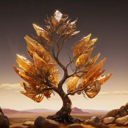 ambr1 tree, amber background, cinematic<lora:ambr1:1>