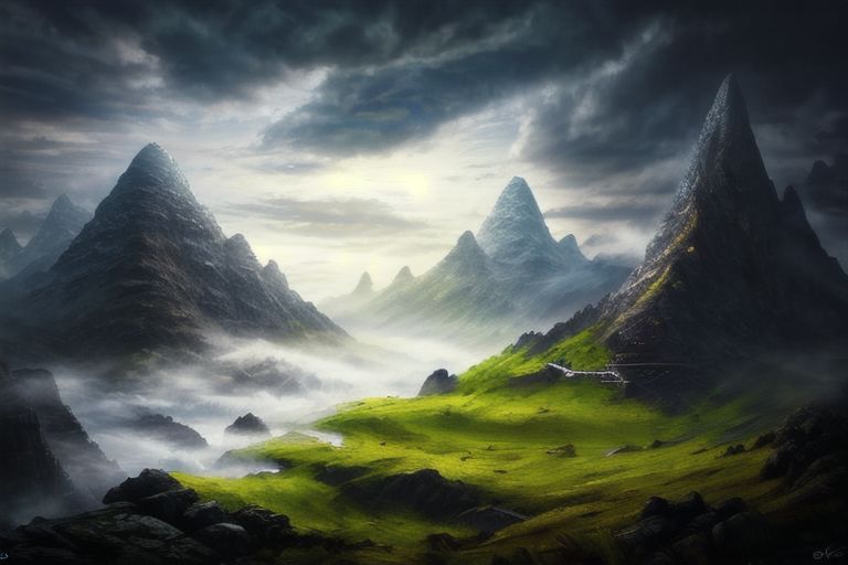 RAW photo, (masterpiece:1.3), subsurface scattering, heavy shadow, (high quality:1.4), (intricate, high detail:1.2), professional photography, HDR, High Dynamic Range, realistic, ultra realistic, photorealistic, high resolution, film photography, ambient lighting, atmospheric effects, <lora:detail_slider_v4:2>, OverallDetail, epic medieval fantasy, fanmou, a huge and sinister mountain peak in the background shrouded in fog and dark clouds, <lora:Fantasy_Mountains:1>,  <lora:fantasyAI:0.6>, tanjoreai, epiCPhoto