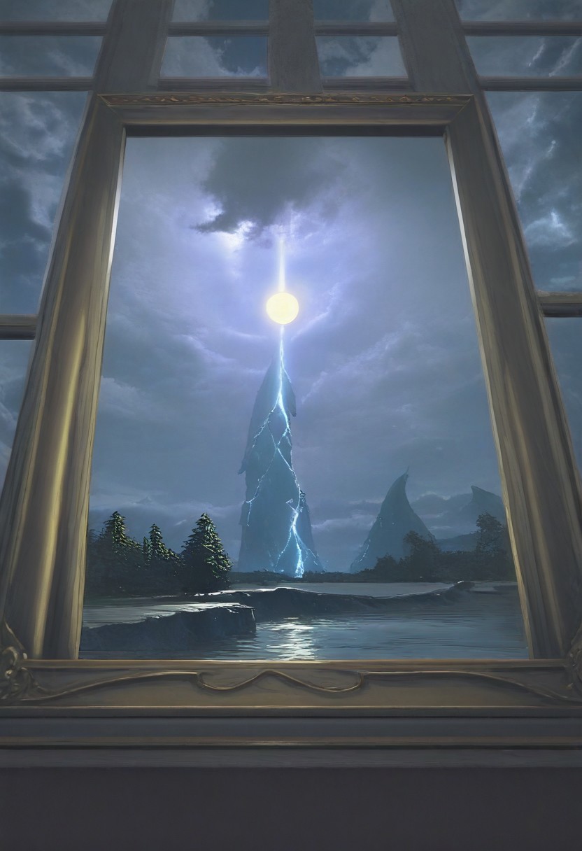 an oil painting of dark fantasy photograph of a night sky with a surreal, dreamlike quality. An open old golden frame can be seen in the middle of the cloudy sky image. Not a single wall is visible outside the golden frame. In the frame itself we see a magical miniature huge waterfall flowing into a raging river, tall trees, 2 birds fly out of the window. The river pours powerfully and massively over the lower frame! Extending to the bottom edge of the picture.
The sky framing the entire frame has a few delicate clouds and a full illuminating moon who gives the picture a bokeh atmosphere. 
Inside the golden frame we can see the magical miniature waterfall landscape. The outside of the frame is a cloudy night sky with occasional delicate clouds. Not a single wall or wall is visible! a cloudy sky in magical moonlight with occasional delicate clouds. .ASKING GOD \(PICTURE BOOK\)
 reflective light, bosstyle, HD, masterpiece, best quality, hyper detailed, ultra detailed (vibrant masterpiece, 32K, UHD, best resolution, perfect details, best quality, best details, best artist, sharp edges, detailed textures, atmospheric lighting, visually stunning, perfect composition, trending on behance) on the street, style of van gogh, starry night vibes, expressionism, gloomy, dark tones, unforgettable, dark fantasy, fantasy, emotional depth. (vibrant masterpiece, (8k1.5), UHD, very detailed, high-quality, best artist, sharp edges, detailed textures, atmospheric lighting, stunning visuals)