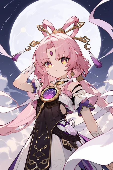 (score_9,score_8_up,score_7_up),<lora:Fu Xuan(Honkai Star Rail)-v1>,Fu Xuan(Honkai Star Rail),1girl,solo,long hair,dress,pink hair,forehead mark,arm up,bangs,hair rings,looking at viewer,parted bangs,moon,hair ornament,facial mark,sky,
good feet,anime,NSFW,expressive,amazing quality,ultra hd 32k,moody lighting,