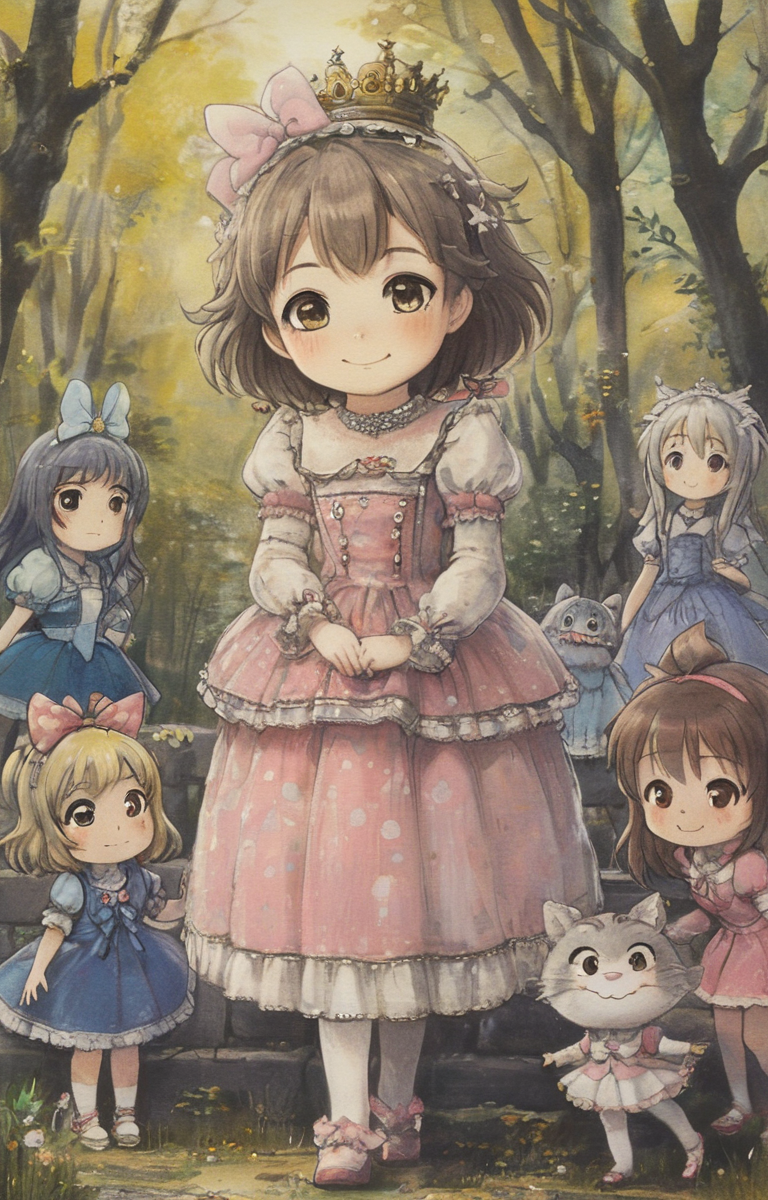 masterpiece,best quality,<lora:tbh377-sdxl:0.6>,illustration,style of Maurice Sendak
 portrait of idolmaster cinderella girls,