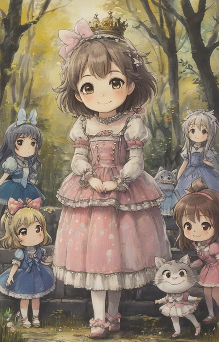 masterpiece,best quality,<lora:tbh377-sdxl:0.6>,illustration,style of Maurice Sendak
portrait of idolmaster cinderella girls,