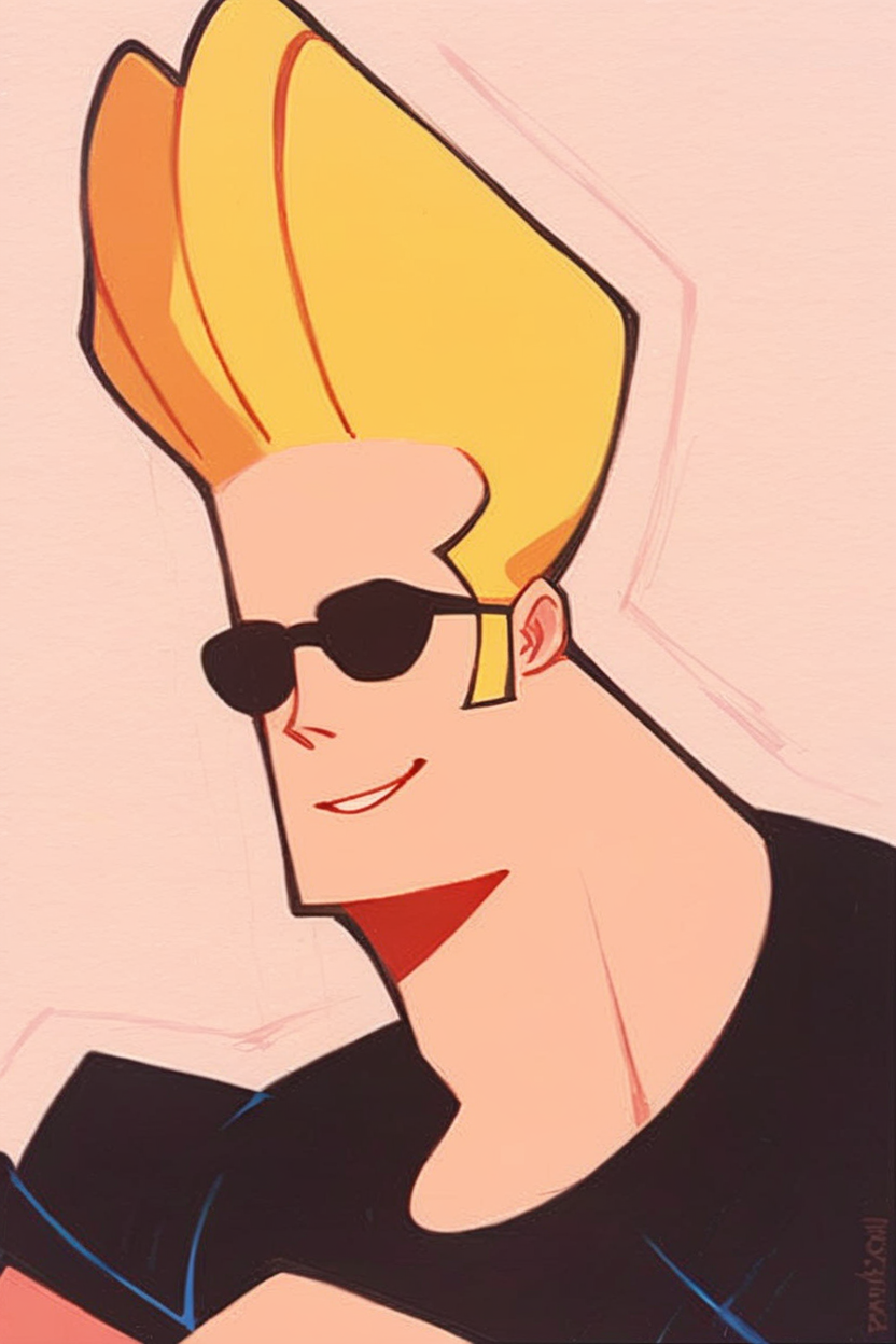score_9, score_8_up, score_7_up, rating_safe, 
br4v0, 1boy, blonde hair, black tshirt, glasses, sunglasses, short hair, elvis hair, portrait, <lora:Johnny_Bravo_-_br4v0_pony_R0:1>