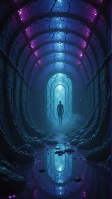 A labyrinthine tunnel of mirrors spirals into infinity, each reflection showing a slightly altered reality. At the end of the passage, a single glowing window reveals a foreign landscape of violet mountains and floating rivers. The reflections flicker, as if they are moments away from shattering.
, aidmaimageupgrader <lora:aidmaImageUpgrader-v0.3-IL:0.75>