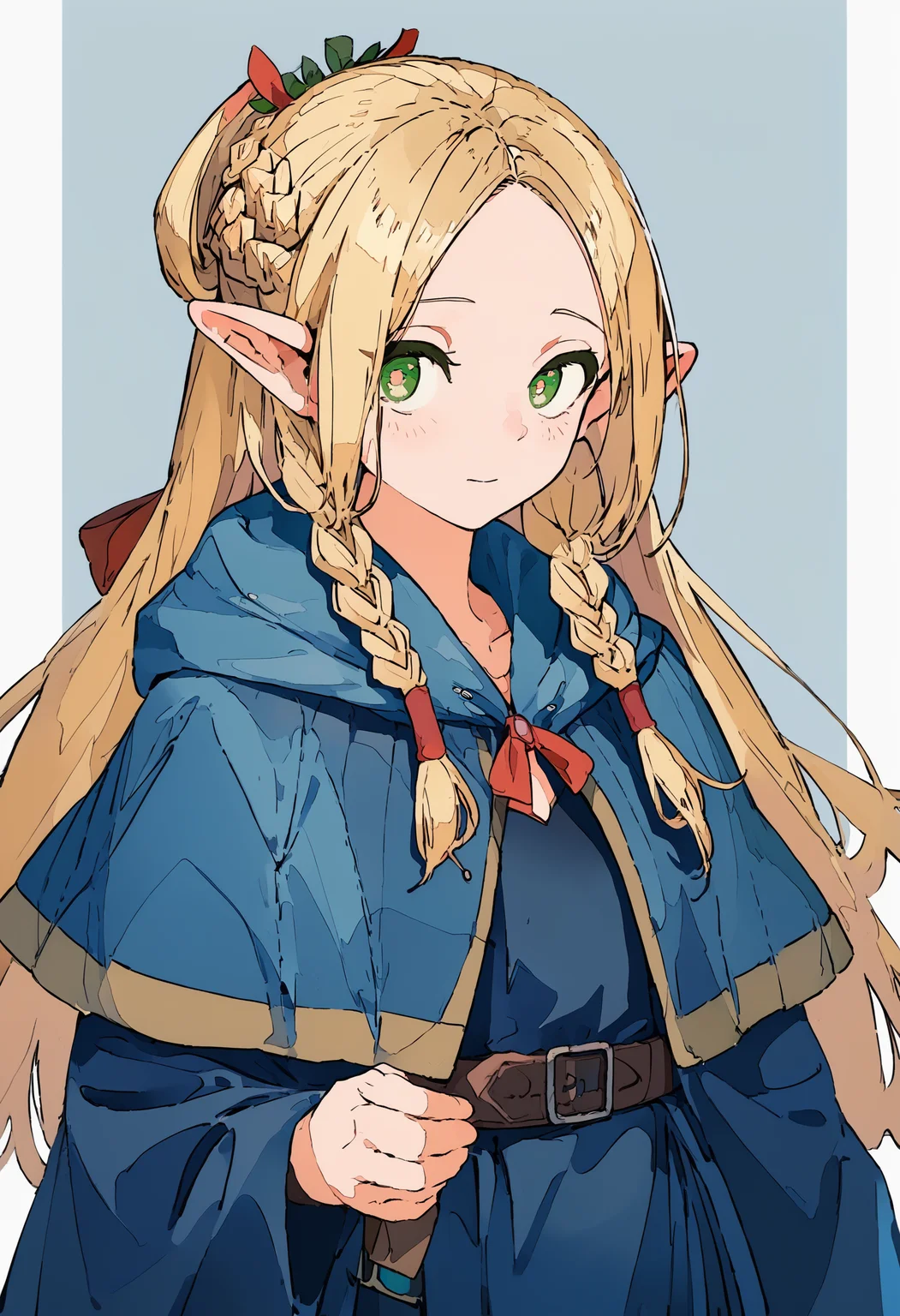 score_9, score_8_up, score_7_up, 1girl marcille, blue capelet blue robe belt, french braid twin braids
<lora:style_cogecha_pony_1:1>
<lora:falin_marcille_pony_d16:1>