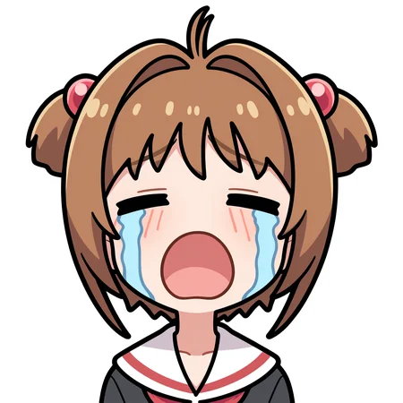 masterpiece, best quality, good quality,
uohhhhhhhhh! \(meme\), streaming tears, tongue, crying, meme, =_=, open mouth, tears,
kinomoto sakura, 1girl, solo, short hair, simple background, brown hair, hair ornament, white background, serafuku, sailor collar, hair intakes, transparent background, portrait, hair bobbles, facing viewer, white sailor collar, upper body,
<lora:uoh_ill_v1:1>