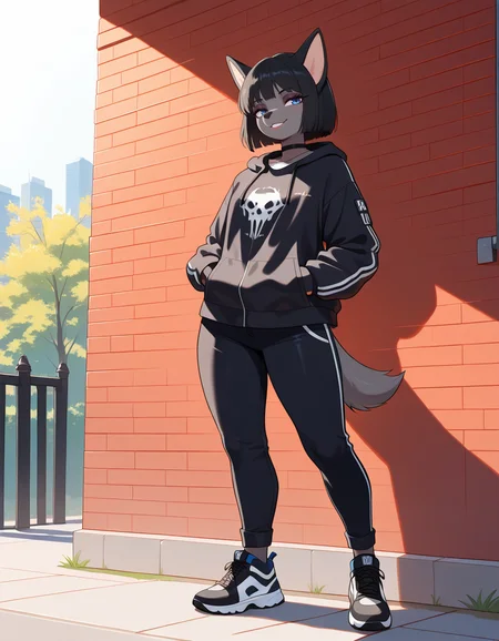 masterpiece, best quality, very aesthetic, absurdres,
outdoors, streetwear,
full body, standing, posing,
seductive smile, parted lips, long eyelashes,
<lora:Iris_v01_NAIXL:1>
1r15,1girl,solo,furry,furry female,animal ears,black hair,short hair,black hair,blue eyes,animl nose,snout,black choker,body fur,grey fur,