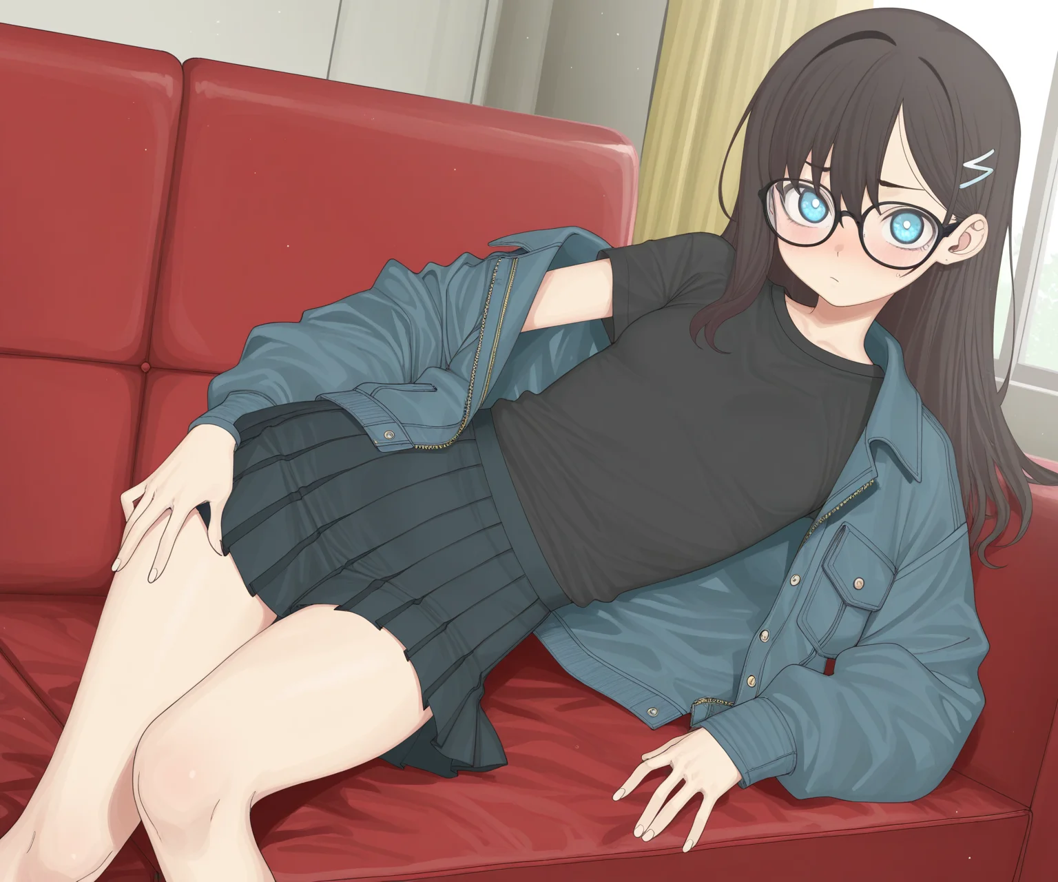 masterpiece, best quality, amazing quality, , 1girl, solo,  looking at viewer, shirt, skirt, jacket, <lora:DECO style ILL-v2:1> decostyle, detailed background