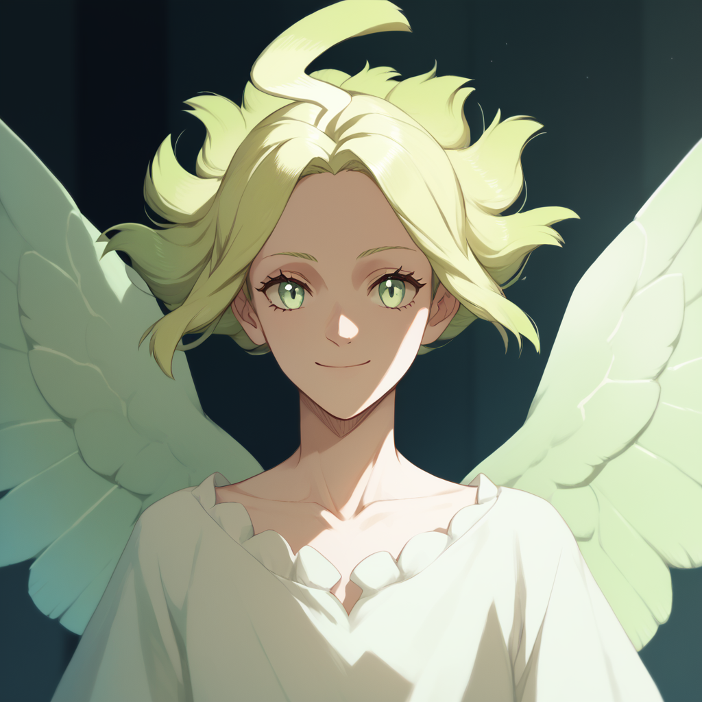 <lora:SlimesSylph:1>, score_9, score_8_up, score_7_up, slimes_syplh, solo, wings, portrait, smiling, castle room background