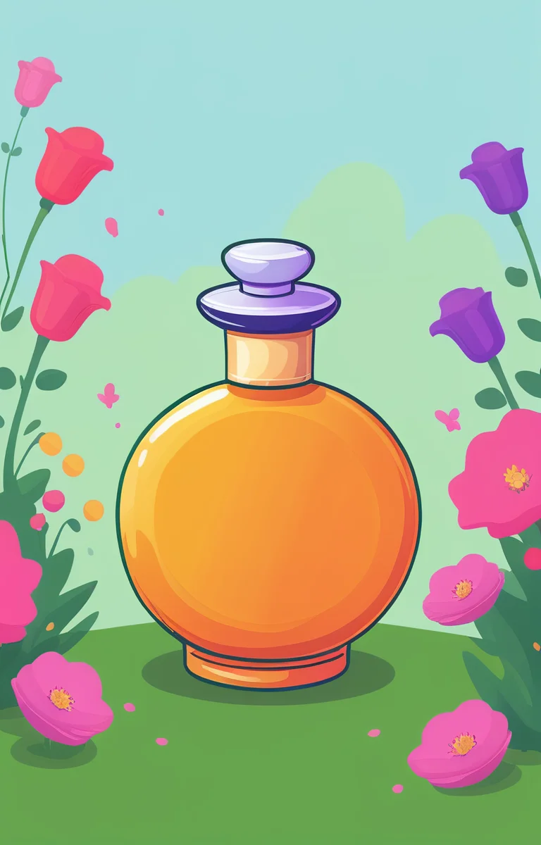 masterpiece,best quality,<lora:tbh20-sdxl:0.9>,illustration, A bottle of perfume in garden
