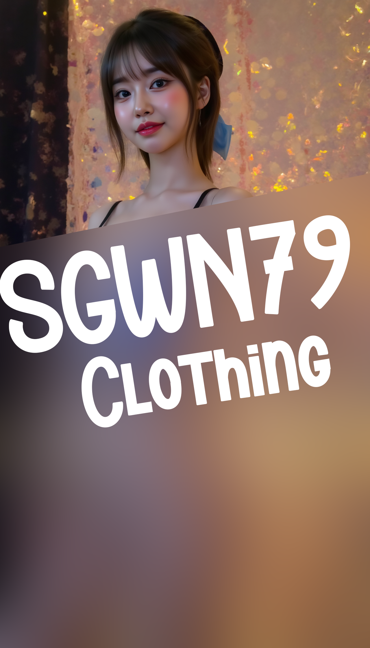 A professional, high-resolution image of a young woman is posed standing in a natural S-curve in the body silhouette. This classic posing technique creates visual interest and a sense of elegance.

She is wearing a blue SGWN79Clothing. Her makeup is dramatic, with dark eyeliner and bold, glossy pink lips. 

The lighting features a high-contrast, monochromatic white color scheme that creates a moody, intimate atmosphere. 

The photography technique uses what appears to be soft lighting to create a glamorous effect, with careful attention to highlighting contours while maintaining the dominant light brown color scheme throughout the frame.

The overall aesthetic combines elements of fashion photography, traditional Asian visual motifs, and contemporary boudoir styling. The dramatic light brown lighting creates a cohesive visual theme that ties all elements of the composition together.

The white light emit on her to show her feature.