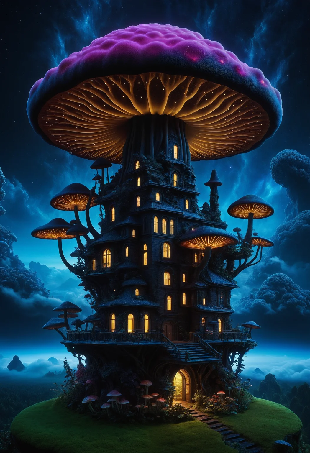 embedding:lazympos, megastructure, mushroom, above clouds, organic, detailed, dark, night, glowing, neon lights, <lora:Challenge_Winnifier_2025-04:0> <lora:Organic_Macabre:1>