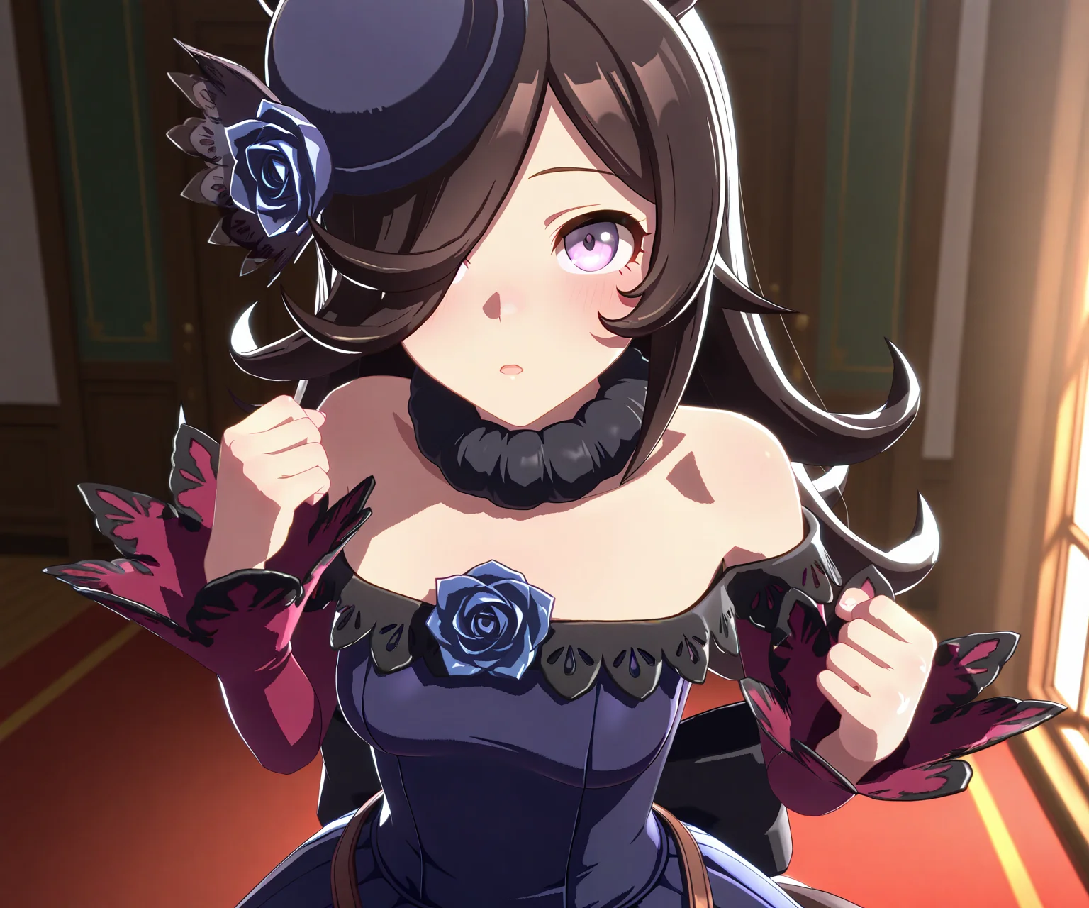 masterpiece, best quality, amazing quality, , 1girl, solo, looking at viewer, <lora:Rice Shower in game style 3D ILL-v2:1> ummsmingame, 3d, rice shower \(umamusume\),