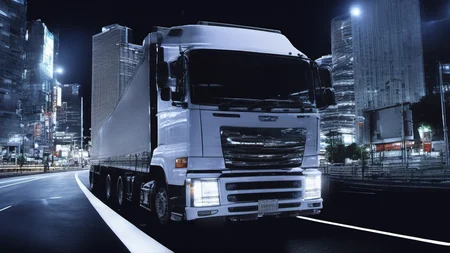 masterpiece,(bestquality),highlydetailed,ultra-detailed,illustration,(driving:1.5),Japanese truck,(nightime),cityscape,Expressway,vehicle_focus,<lora:add-detail-xl:1>,<lora:Japanese_truck_2025.1.1:1>,