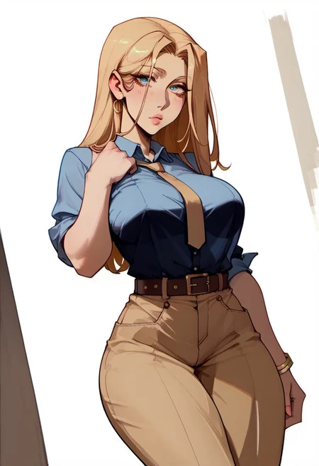 score_9, score_8_up, score_7_up, 
fantasy, anime, beautiful, stunning, bright colors, gothicPXL, Expressiveh, 
1girl, solo, solo female, , (masterpiece), solo female,
three quarter view, dutch angle,  
bimbo,
heavy polo shirt, khaki pants, belly button piercing, belt, thigh strap, 
BREAK, 
 detailed background,  living room background, busy background