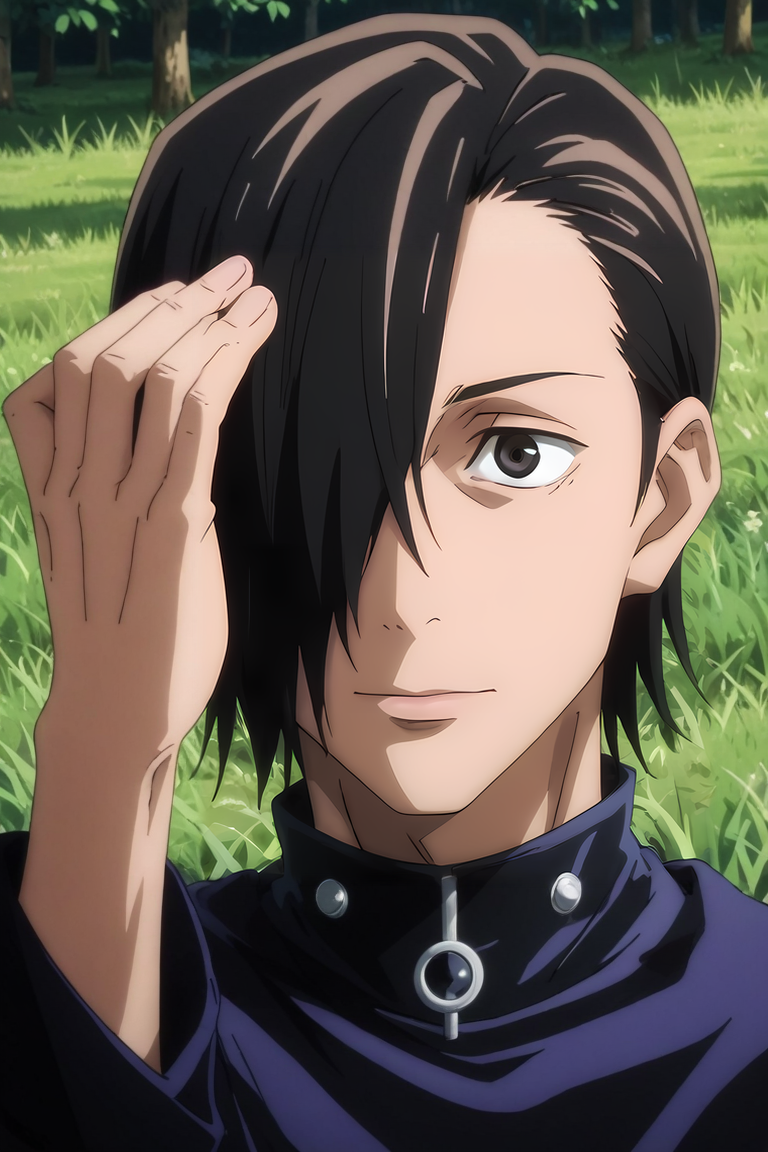 score_9, score_8_up, score_7_up, source_anime, rating_safe, , anime screencap, , official style, looking at viewer, , 1boy, solo, male focus, <lora:junpei_yoshino_pony:0.96>, junpei_yoshino, black hair, black eyes, short hair, hair over one eye, rule of thirds, grass, tree, midnight, arm up, happy, gothic costume, <lora:sdxl_lightning_8step_lora:1>